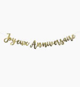Guirlande Joyeux Anniversaire métallisée dorée 1,80 m